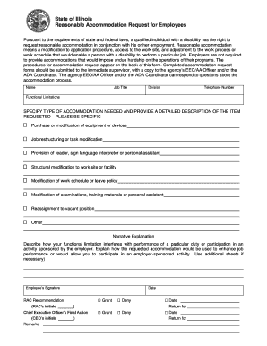 Illinois Employee Reasonable Accommodation Request Form