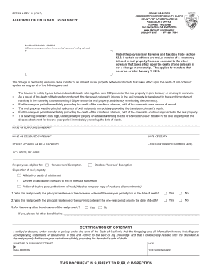 Affidavit of Cotenant Residency
