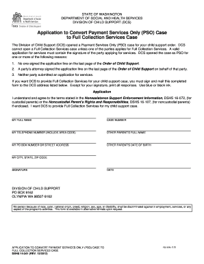 Washington Child Support Full Collection Services Application