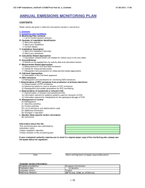 EU Emissions Monitoring Plan Template