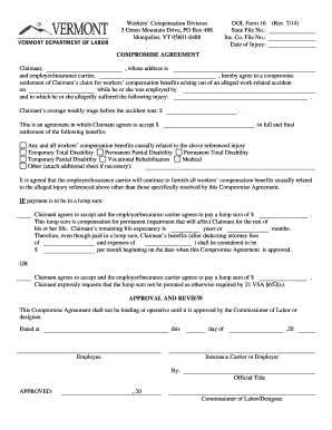 Vermont Workers' Compensation Compromise Agreement