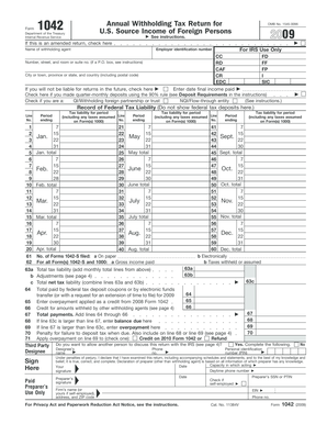 IRS Form 1042 Annual Withholding Tax Return