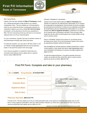 Tennessee Workers' Compensation First Fill Form