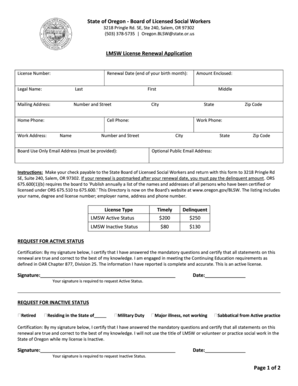 Oregon LMSW License Renewal Application