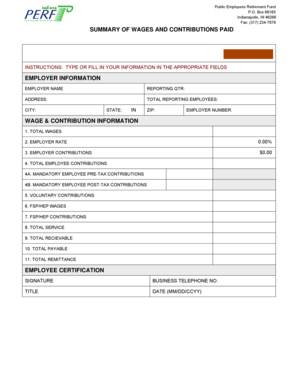 Public Employees Retirement Fund Summary of Wages and Contributions