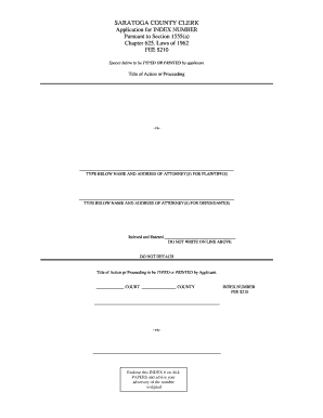 Saratoga County Index Number Application