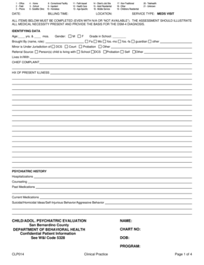Child Adolescent Psychiatric Evaluation Form