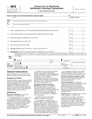 IRS Form 8876 Excise Tax on Structured Settlement Factoring