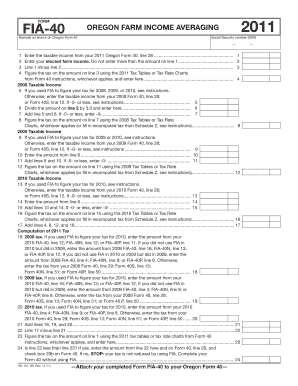 Oregon Farm Income Averaging Form FIA-40 2011