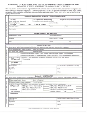Florida Onsite Sewage and Water Supply Evaluation Form