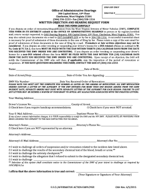 West Virginia DMV Revocation Appeal Form