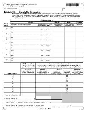 North Dakota Form 60 Schedule KS