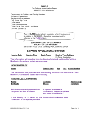 Pre-Release Investigation Report