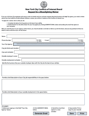 New York City Moonlighting Waiver Request
