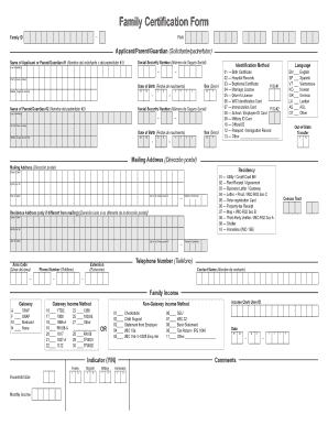 Family Certification Form