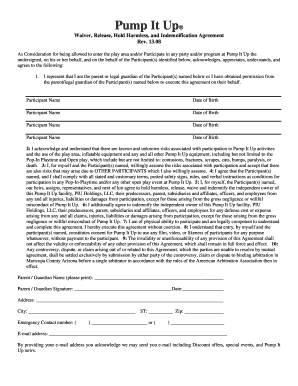 Pump It Up Waiver and Release Agreement