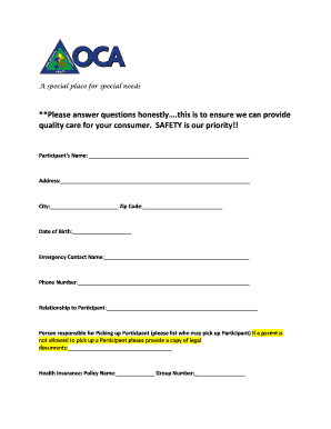 Special Needs Camp Registration Form