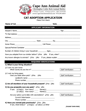 Cat Adoption Application Form
