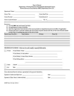 Hawaii HRD Registration Form 410