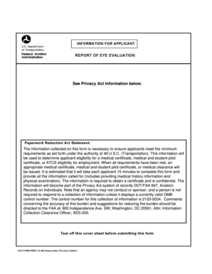 FAA Form 8500-7 Report of Eye Evaluation