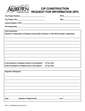 Construction Request for Information Form