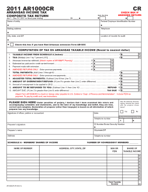 Arkansas Composite Tax Return Form AR1000CR
