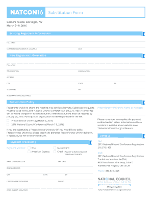2016 National Council Conference Substitution Form