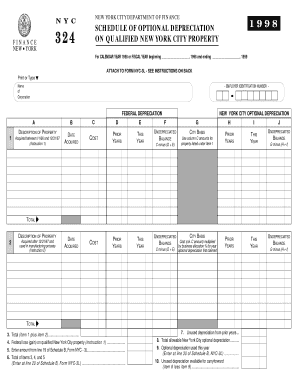 New York City Optional Depreciation Schedule 1998