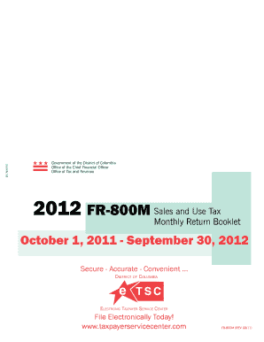 District of Columbia Sales and Use Tax Monthly Return