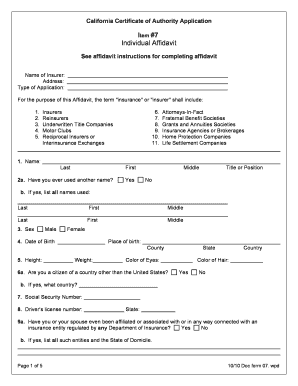 California Certificate of Authority Application