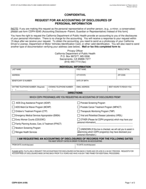California Accounting of Disclosures Form