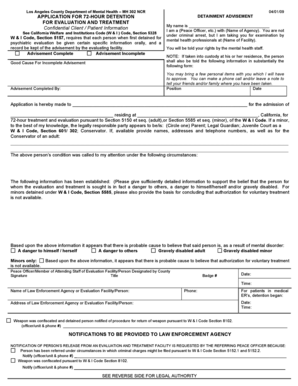 California 72-Hour Detention Application