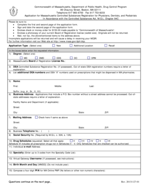 Massachusetts Controlled Substances Registration Application