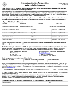 Idaho Motorcycle Endorsement Application