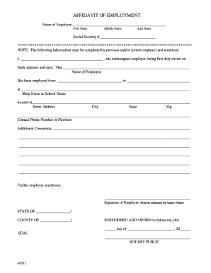 Affidavit of Employment