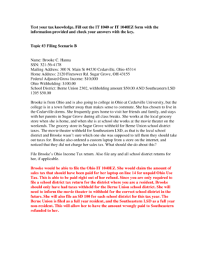 Ohio IT 1040EZ Tax Form