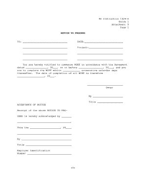 Notice to Proceed Form