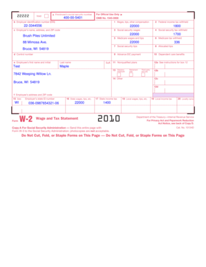 Form W-2 Wage and Tax Statement