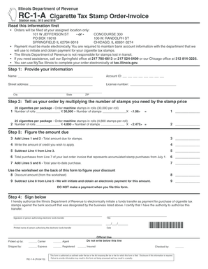Illinois Cigarette Tax Stamp Order-Invoice