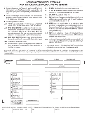 Public Transportation Assistance Fund Taxes and Fees Return