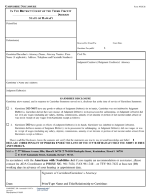 Garnishee Disclosure Form