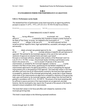 New Jersey Performance Surety Bond