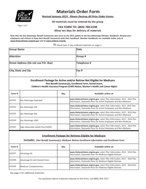 Virginia Health Benefits Materials Order Form
