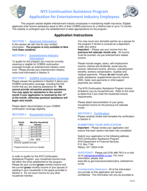 NYS Continuation Assistance Program Application