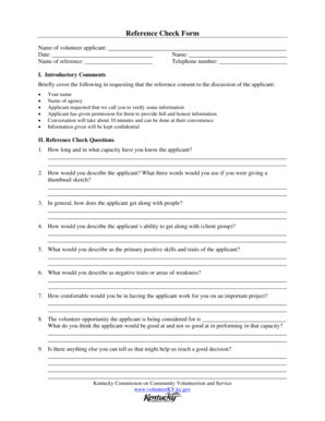 Reference Check Form