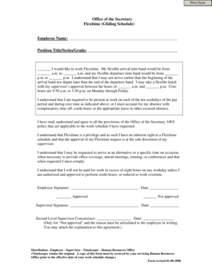 Office of the Secretary Flexitime and Maxiflex Work Schedule Request