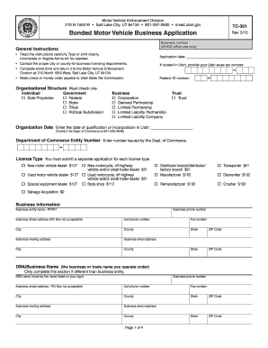 Utah Bonded Motor Vehicle Business Application