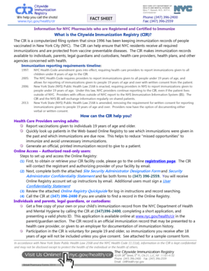 New York Citywide Immunization Registry Consent Form