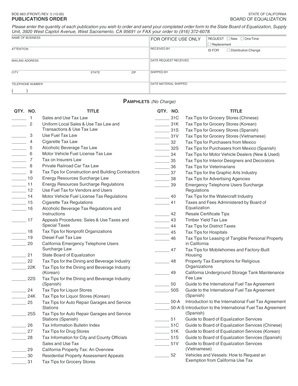 California Publications Order Form