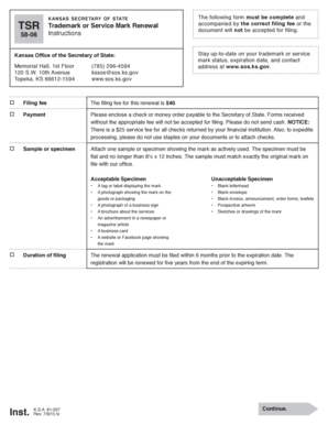 Kansas Trademark or Service Mark Renewal Form